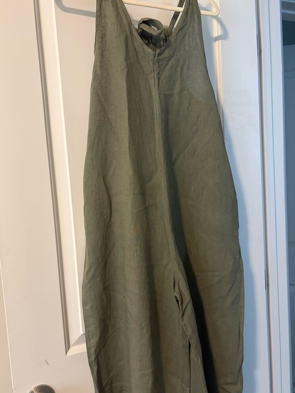 Women’s Olive Green Linen Jumpsuit - Sleeveless Romper